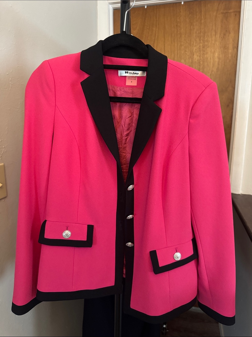 Pink Blazer with Black Trim